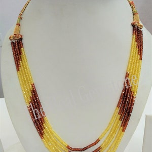 Red and Yellow Shaded Cubic Zircon Beaded Gemstone Necklace, Wholesale Cubic Zirconia Shaded Jewelry Semi Precious Stone Beads Necklace