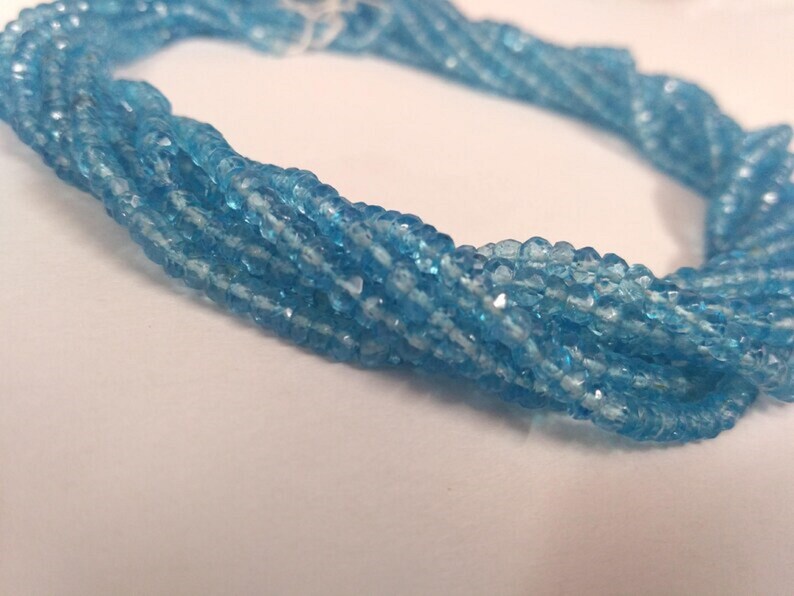 Sky Blue Topaz Faceted Rondelle Gemstone Beads Strand-AK Gems Beads