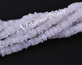 Rainbow Moonstone Square Heishi Smooth Gemstone Beads Strand, Natural Rainbow Moonstone Heishi Square Collar Joyería Haciendo cuentas de piedra