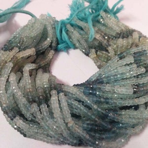 Natural Moss Aquamarine Rondelle Faceted Gemstone Bead Strand, Moss Aquamarine Semi Precious Jewelry Making Stone Beads Wholesale Price