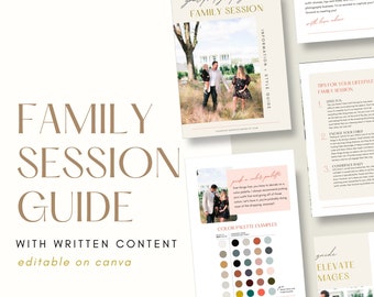 Guía de estilo para fotografía familiar, guía de atuendos, consejos para fotografía familiar, personalizable en Canva