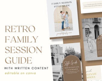 Retro Family Photography Style Guide Template, Outfit Guide, Family Photography Tips | Customizable on Canva