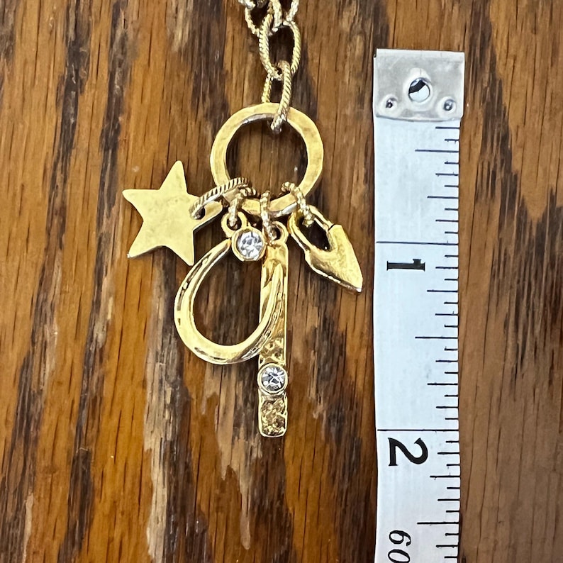Antique Gold Horseshoe Charm Necklace - Country Western Jewelry