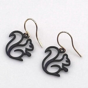 Black Squirrel Mascot Earrings: Kent State Stainless Steel Jewelry