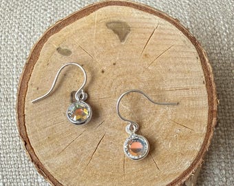 Mini Vintage Swarovski Crystal Aurora Borealis Earrings