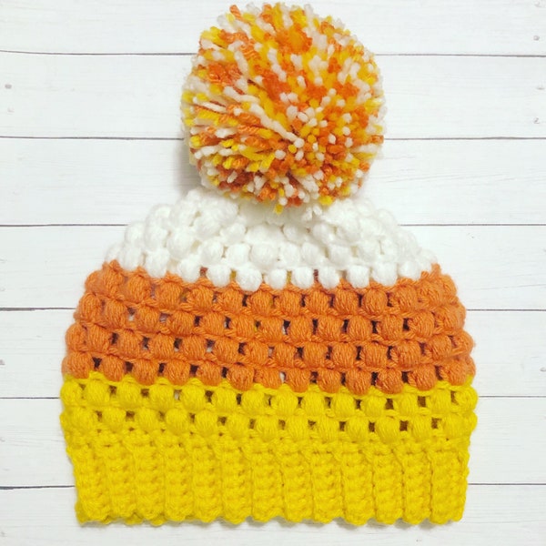 Candy Corn Crochet Hat Pattern - Instant PDF Download