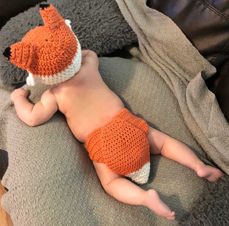 Crochet Fox Outfit Size 0-3 Months Instant Pattern Download image 3
