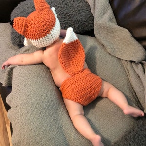 Crochet Fox Outfit Size 0-3 Months Instant Pattern Download image 4