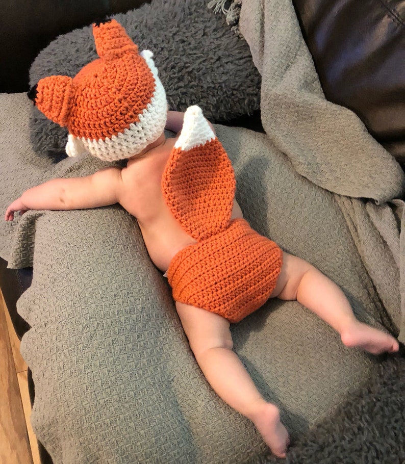 Crochet Fox Outfit Size 0-3 Months Instant Pattern Download image 4