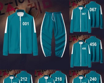 Squid Game Men Women Hoodie Tracksuit Pants Set Halloween Party Cosplay Costume