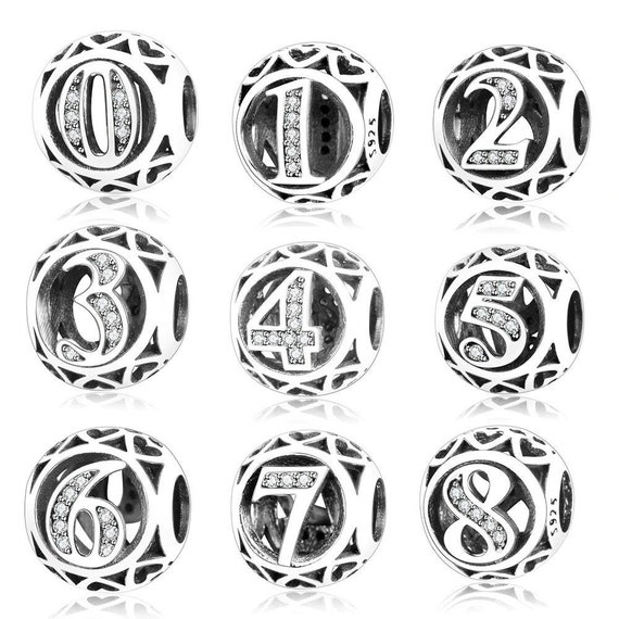 925 Sterling Silver Lucky Number 0-9 
