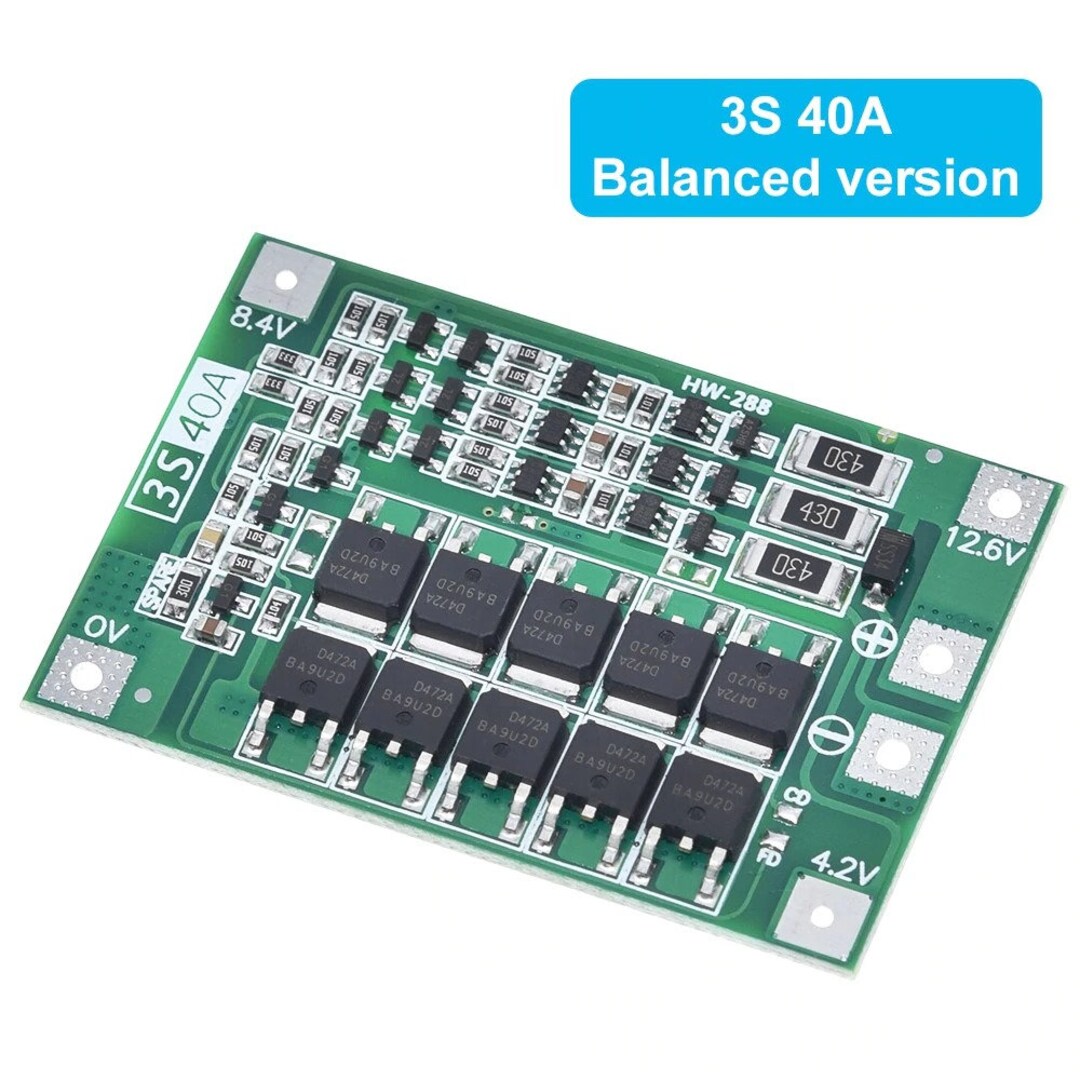 3S/4S 40A BMS PCB Protection Board 18650 Liion Lithium Battery Cell