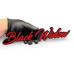 Emblème du nom du support de calandre pour voiture avec texte personnalisé Black Widow Cript, emblème 3D, montage sur coffre, adhésif adapté aux voitures !