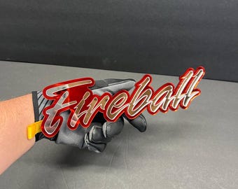 Emblema personalizzato con testo 3D a forma di palla di fuoco: stemma per griglia auto e bagagliaio (adesivo sicuro per auto)