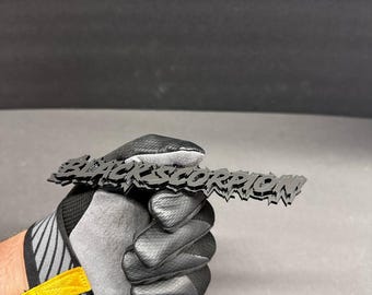 Emblema 3D per griglia auto con testo Black Scorpion, montaggio sul bagagliaio, testo personalizzato, adesivo sicuro per auto!