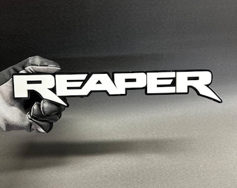 Emblema per auto personalizzato con testo 3D Reaper, per parafango: emblema per griglia e bagagliaio.