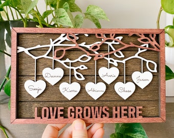 Layered Family Tree Sign, Personalized Family Sign, Personalized Family Tree Sign, Custom Mother's Day Gift,