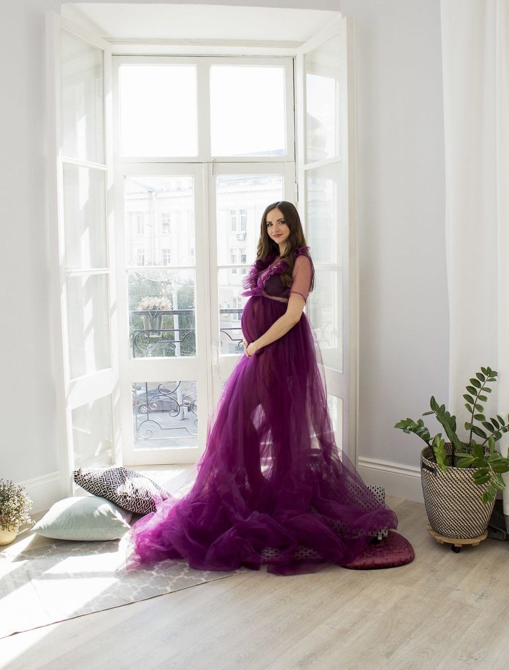 Maternity photo shoot Maternity gown Maternity robe Pregnancy Etsy