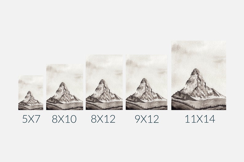 Grigio Acquerello Mountain Art Stampa Stampabile Mountain Wall Art Landscape Wall Art Mountain Painting Stampa Arte acquerello stampabile immagine 10