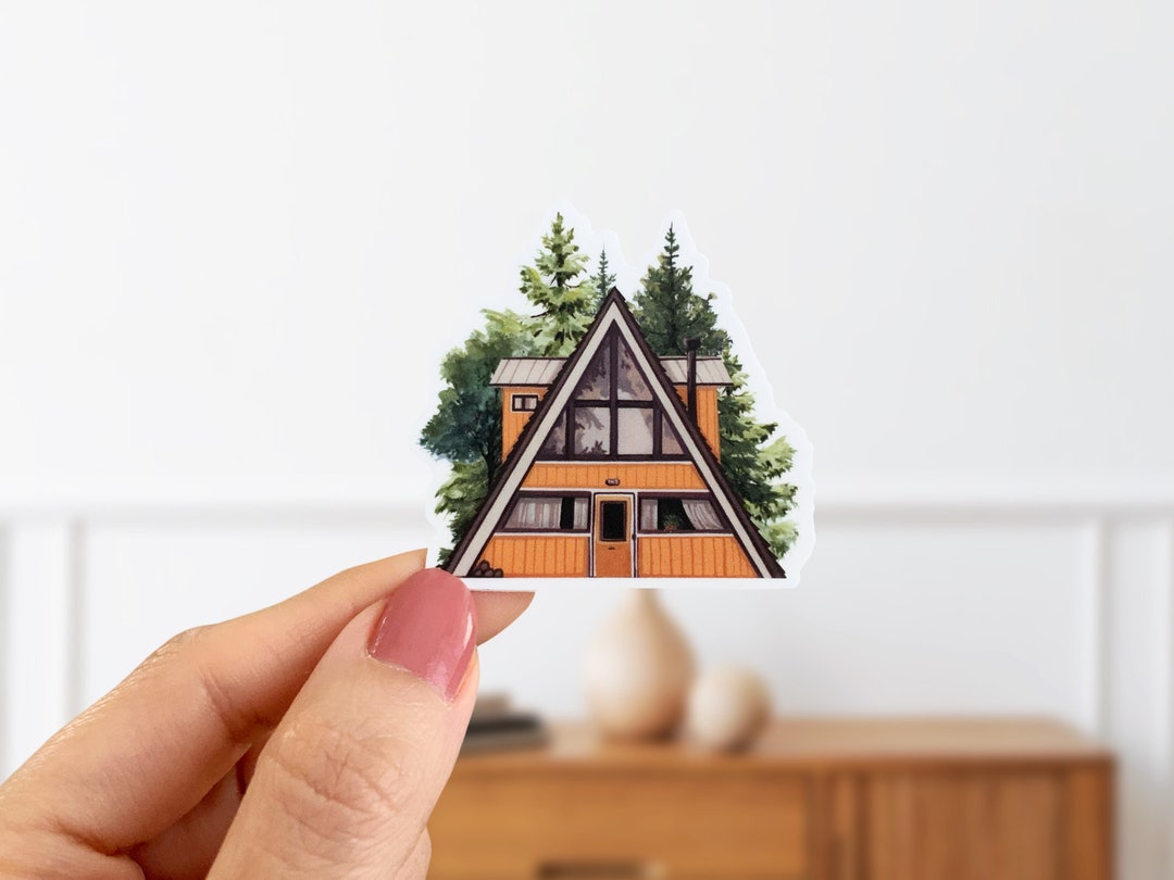 Yellow A-frame Cabin Vinyl Sticker - Cozy Cottagecore Decor - Etsy