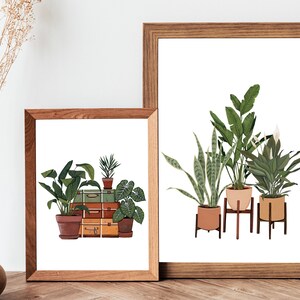 Houseplant Art Print: Vintage Suitcase, Retro Plant Illustration image 7