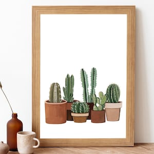 Cactus Painting Art Print- Cacti In Pots Fine Art Print- Cactus Wall Art Home Decor- Botanical Painting Art