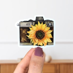 Kamera Sonnenblume Objektiv Vinyl Aufkleber - Kamera Aufkleber - Sonnenblume Aufkleber - Fotografie Aufkleber - Fotograf Aufkleber - Blumen Aufkleber