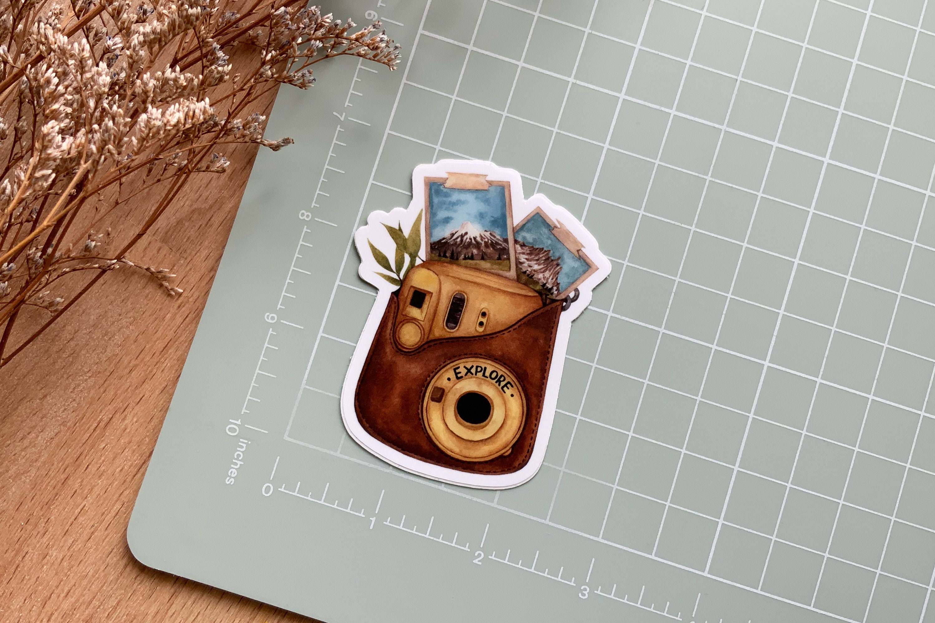 Retro Camera Detailed Sticker Retro Camera Sticker: Explore Nature, Matte Vinyl Decal - Etsy