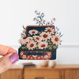 Gänseblümchen Blumen Koffer Sticker: Retro Blumen Glanz Vinyl