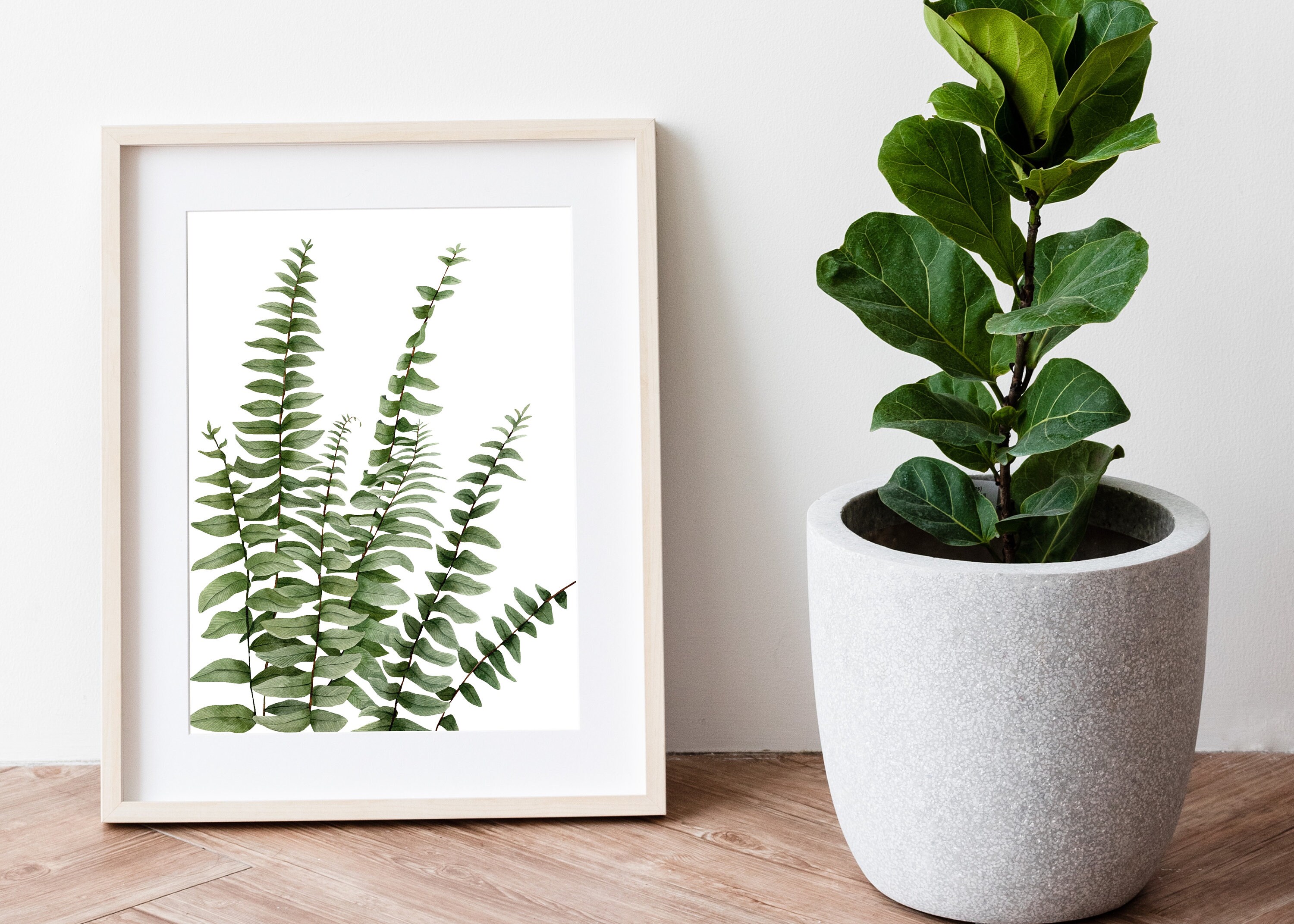 Aquarell Farn Botanische Druckbare Kunst Boston Farn Blätter Etsy