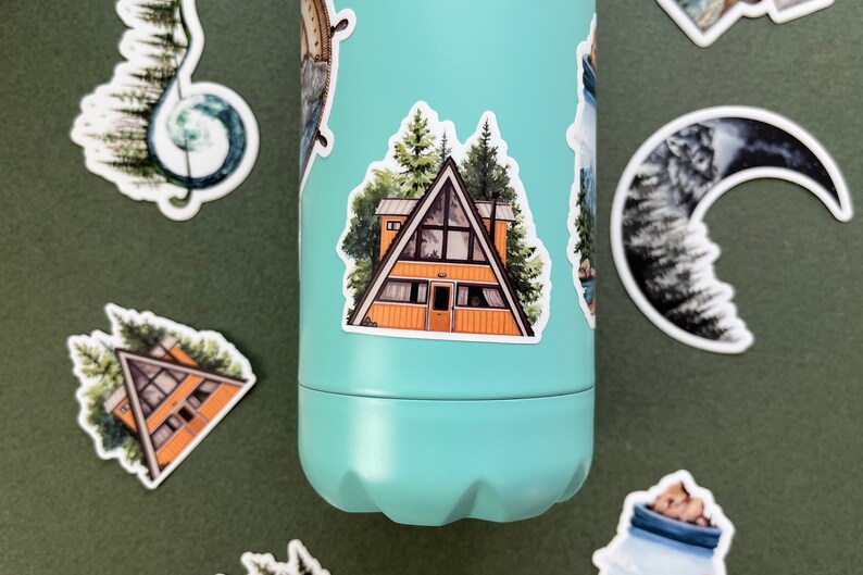 Yellow A-frame Cabin Vinyl Sticker - Cozy Cottagecore Decor - Etsy