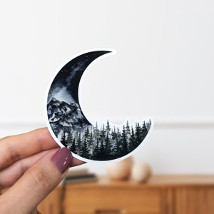 Crescent Moon Sticker- Adventure Sticker- Hydro Flask Sticker- Nature Sticker- Adventure Sticker- Moon Sticker- Travel Mountain Sticker