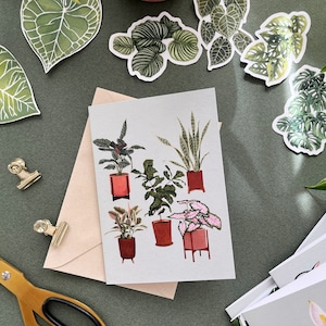 Carte de voeux botanique vierge - Carte de plantes d'intérieur en pot - Carte de correspondance pour les amateurs de plantes