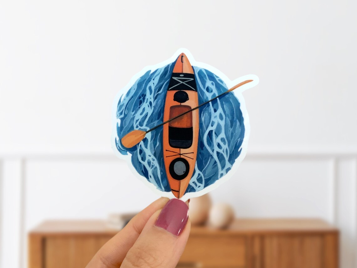 Kayaking Nature Themed Vinyl Glossy Sticker Sea Kayak Water - Etsy