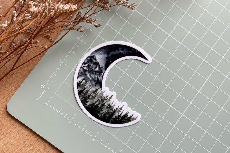 Nature Sticker Pack 3 Matte Vinyl Stickers Treble Clef Sticker Compass Sticker Moon Sticker Tree Sticker Wanderlust Stickers image 5