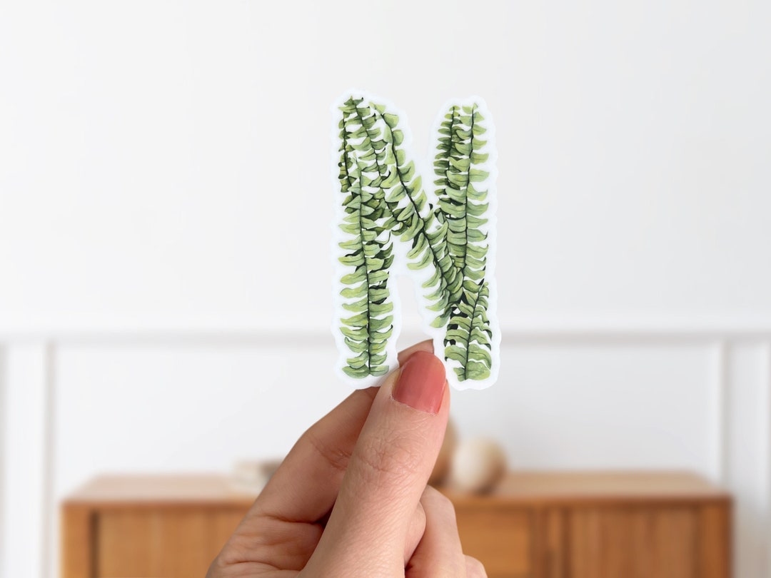 Fern Lettering R Letter N Boston Fern Sticker: Botanical Initial Decal - Etsy