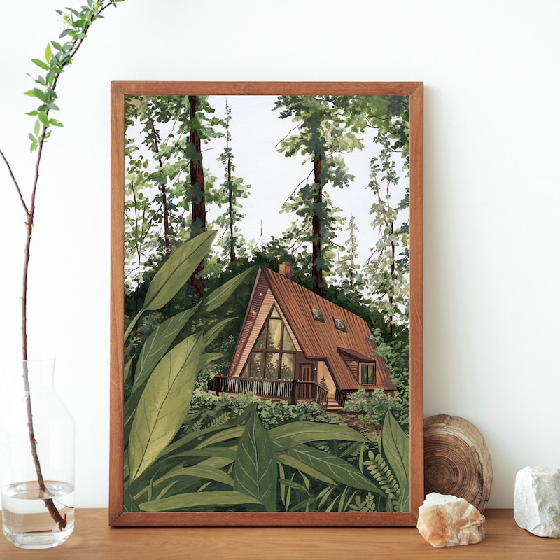 A-Frame Cabin Art Print