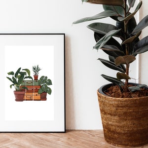 Houseplant Art Print: Vintage Suitcase, Retro Plant Illustration image 6