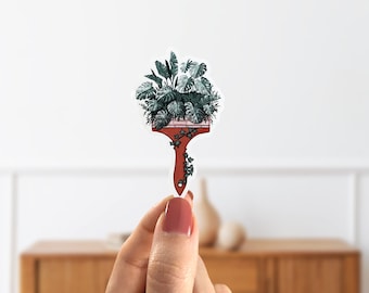 Naklejka winylowa z pędzlem do malowania roślin: Botaniczna sztuka Monstera