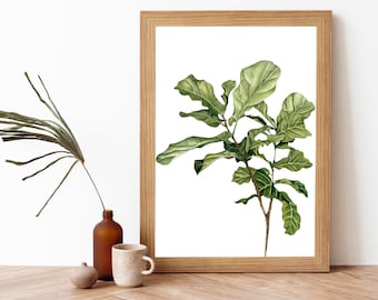 Fiddle Leaf Fig aquarel Art Print: poster botanische plant (digitale download)