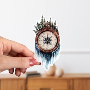 Travel Compass Glossy Sticker: Adventure Car Decal