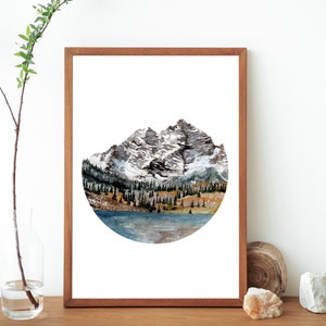Peinture originale aquarelle Mount Rainier - paysage de montagne sauvage, impression d&#39;art - art mural chaîne de montagnes - estampes de voyage d&#39;alpiniste