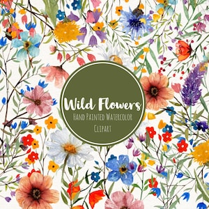 Watercolor Wildflower Clipart: Hand-Painted Floral PNG (Digital Download)