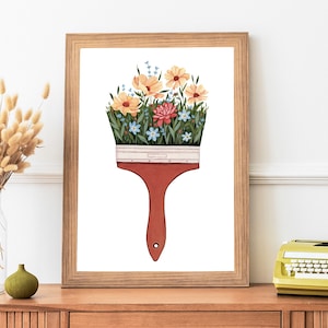 Wildflower Paint Brush Art Print: Floral Watercolor Illustration
