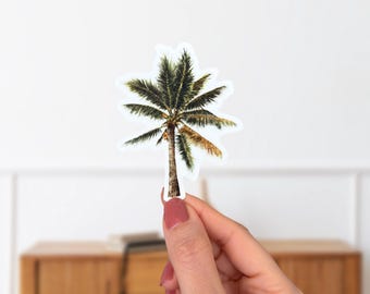 Palm Tree Sticker- Tropical Beach Vibes Vinyl Decal for Laptops- Water Bottle Stickers