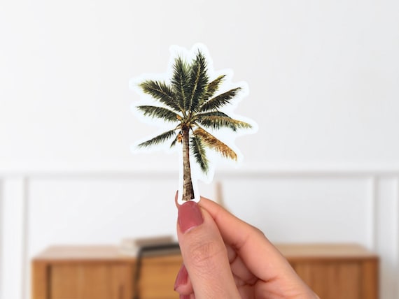 Palm Tree Sticker- Tropical Beach Vibes Vinyl Decal for Laptops- Water Bottle Stickers