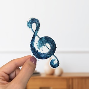 Adesivo de Clave de Sol com Ondas do Oceano: Vinil Recortado com Notas Musicais