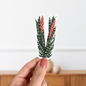 Pegatina de la letra V de Vriesea: pegatina inicial del alfabeto de la planta de espada llameante botánica: calcomanía mate con hojas botánicas para computadora portátil: pegatina con nombre inicial