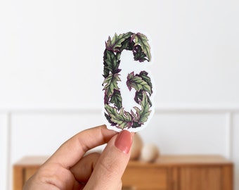 Letter G Plant Sticker- Botanical Gynura Plant Alphabet Initial Sticker- Matte Botanical Leaves Laptop Decal- Name Sticker