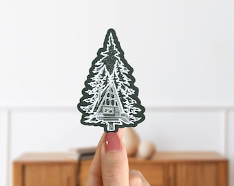 Evergreen Tree Sticker- Die Cut Matte Vinyl Hydro Flask Sticker- Nature Woodland Sticker- Laptop Decal- Minimalistic Green Pine Tree Sticker